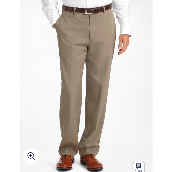 Brooks Brothers Trousers Mens Sz 35/32 Tan Wool Flat Front Madison Career Work - Picture 1 of 16